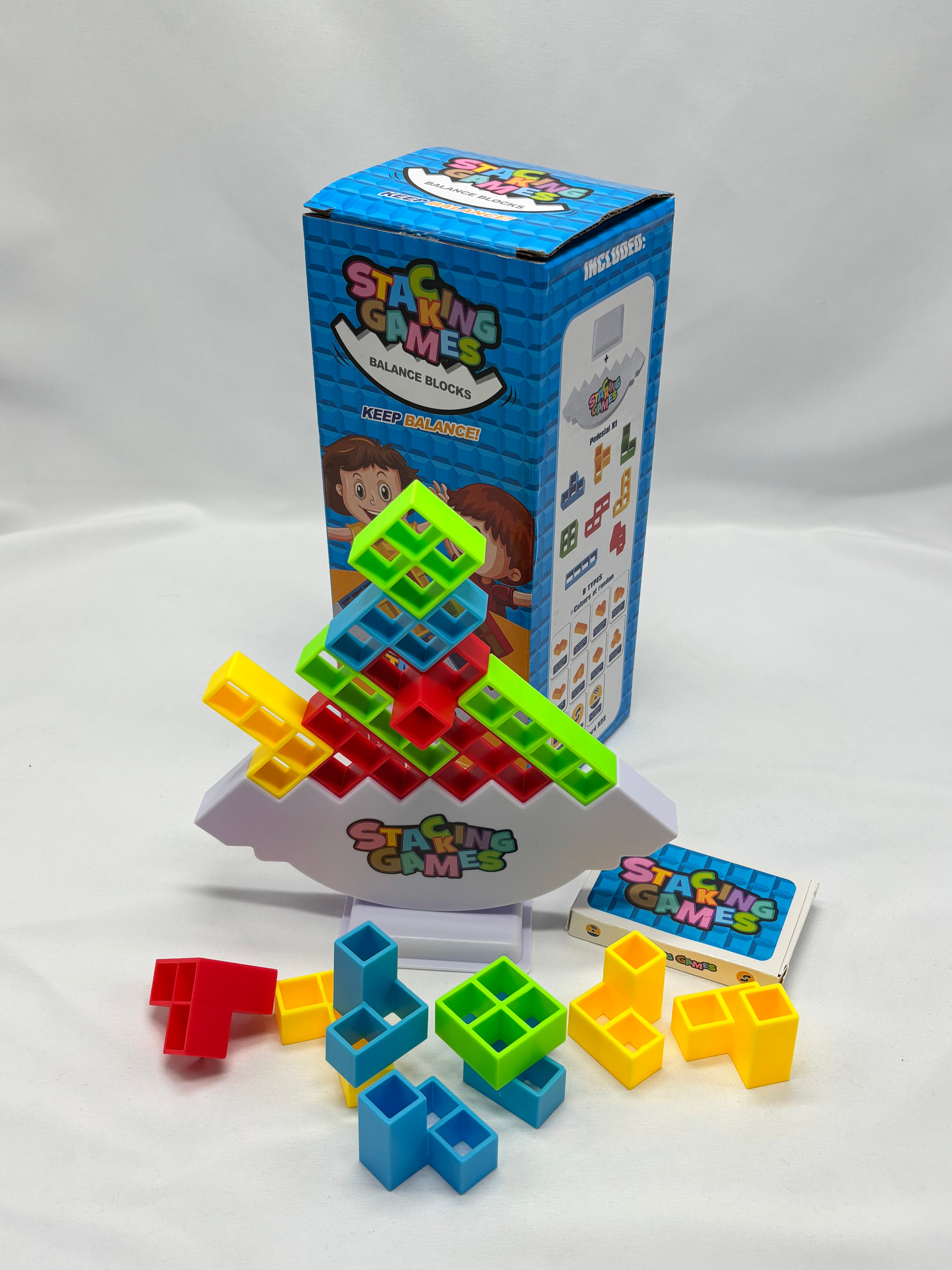 16pcs Tower Stacking Blocks Balance Board Games