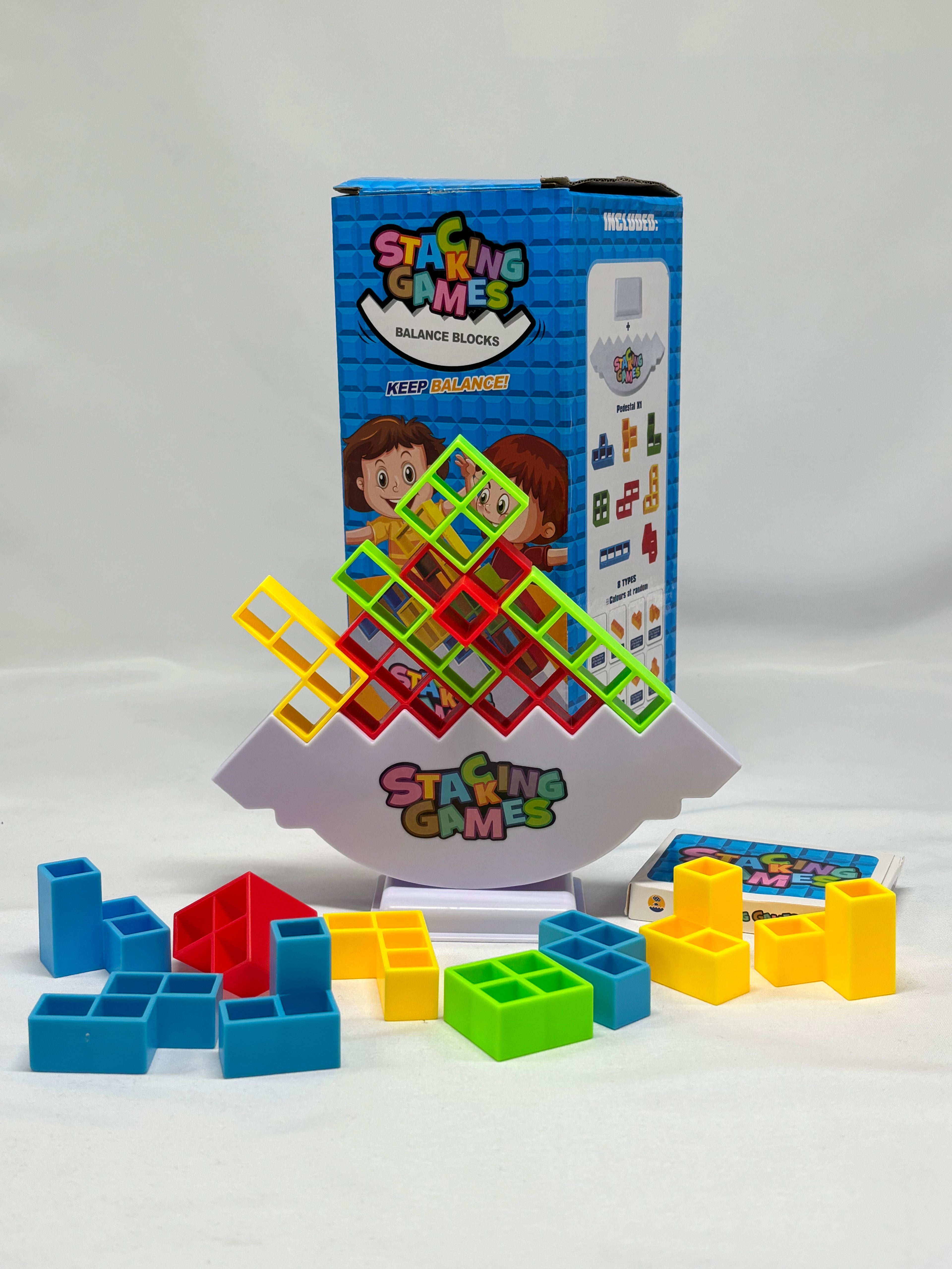 16pcs Tower Stacking Blocks Balance Board Games