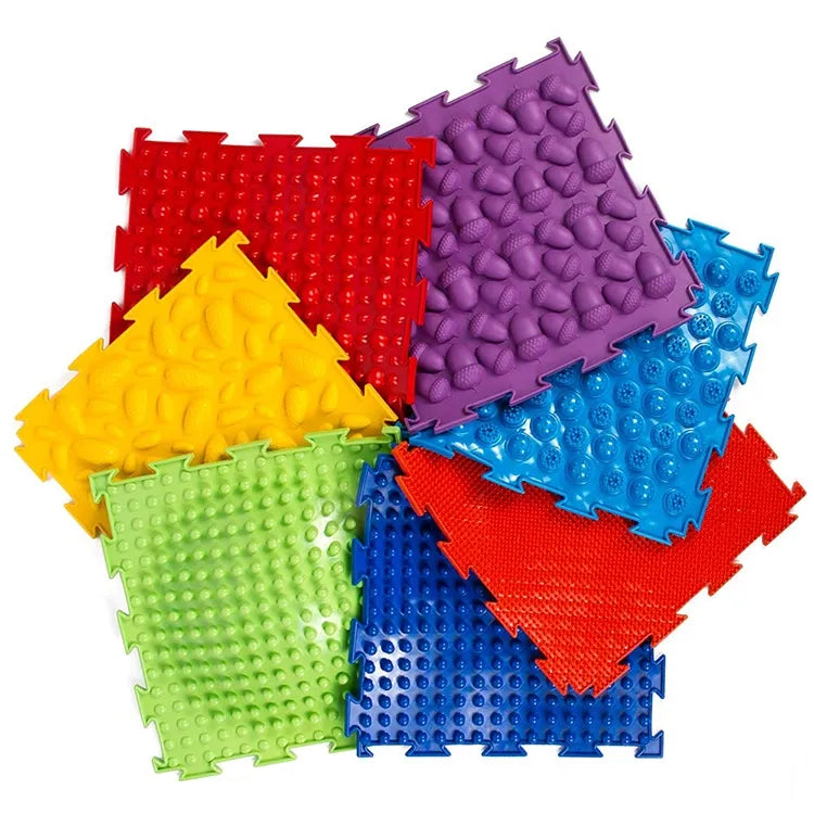 8 Piece colourful textured sensory play tiles