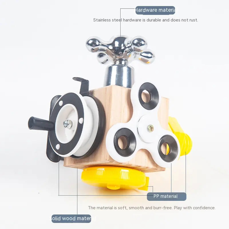 Wooden Busy Block Activity Fidget Cube