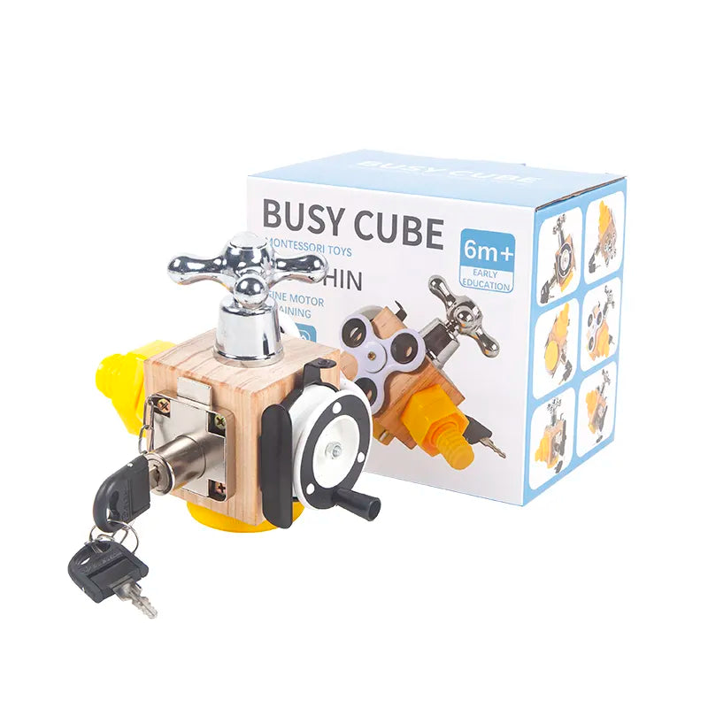 Wooden Busy Block Activity Fidget Cube
