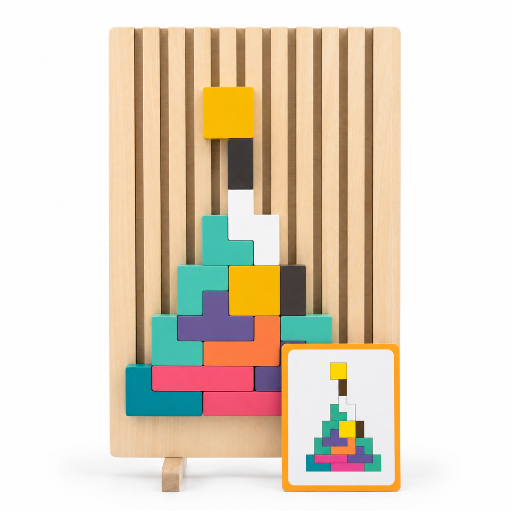 Wooden Plan & Play Game with Challenge Cards