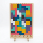 Wooden Tetris Block Puzzle Game with Challenge Cards