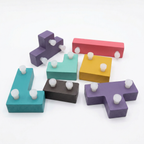 Wooden Tetris Block Puzzle Game with Challenge Cards