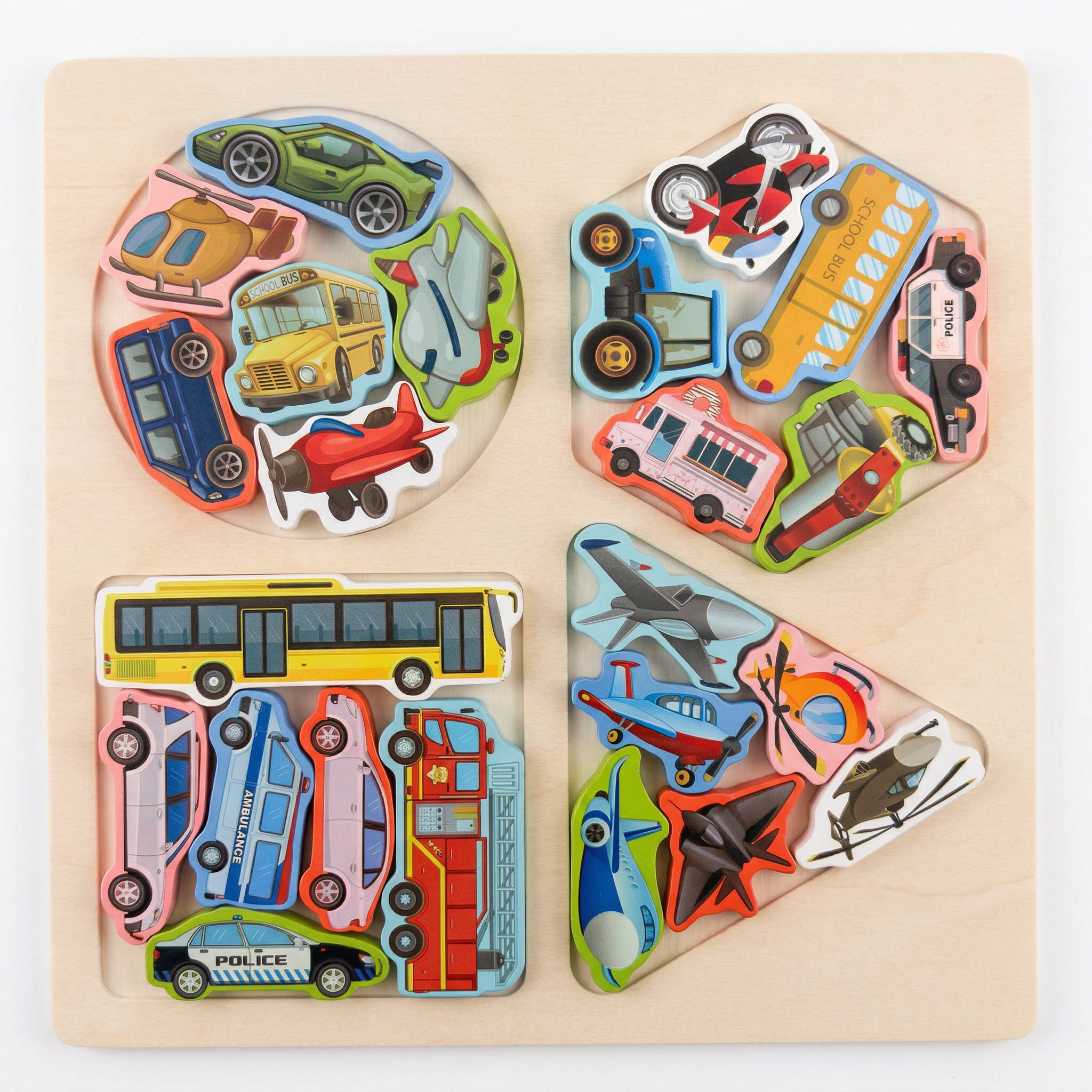 Wooden Vehicles Shape Sorting Puzzle