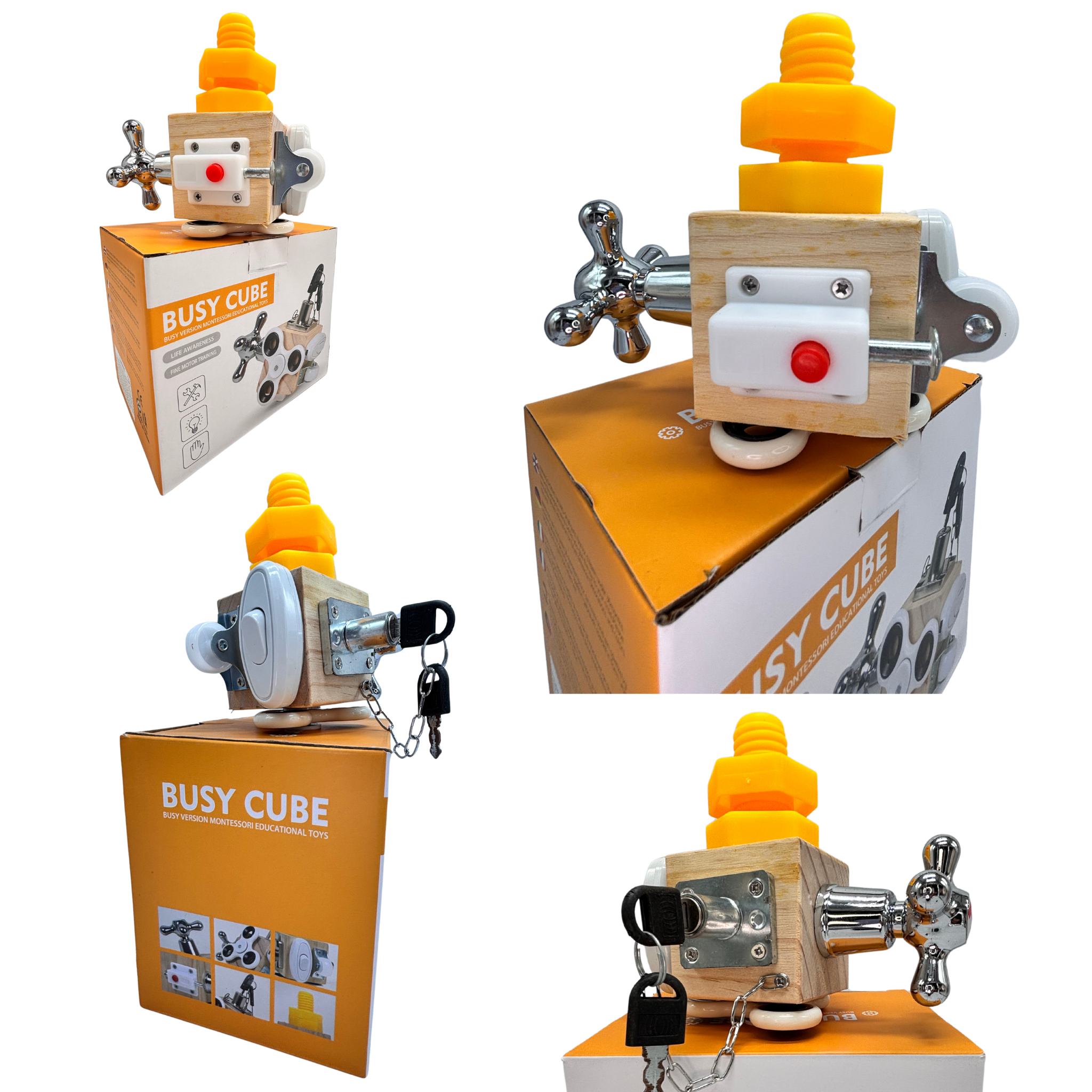 Wooden Busy Block Activity Fidget Cube