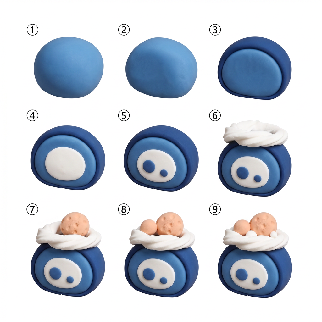 Super Light Clay Kit: Ocean Blue Roll Cake