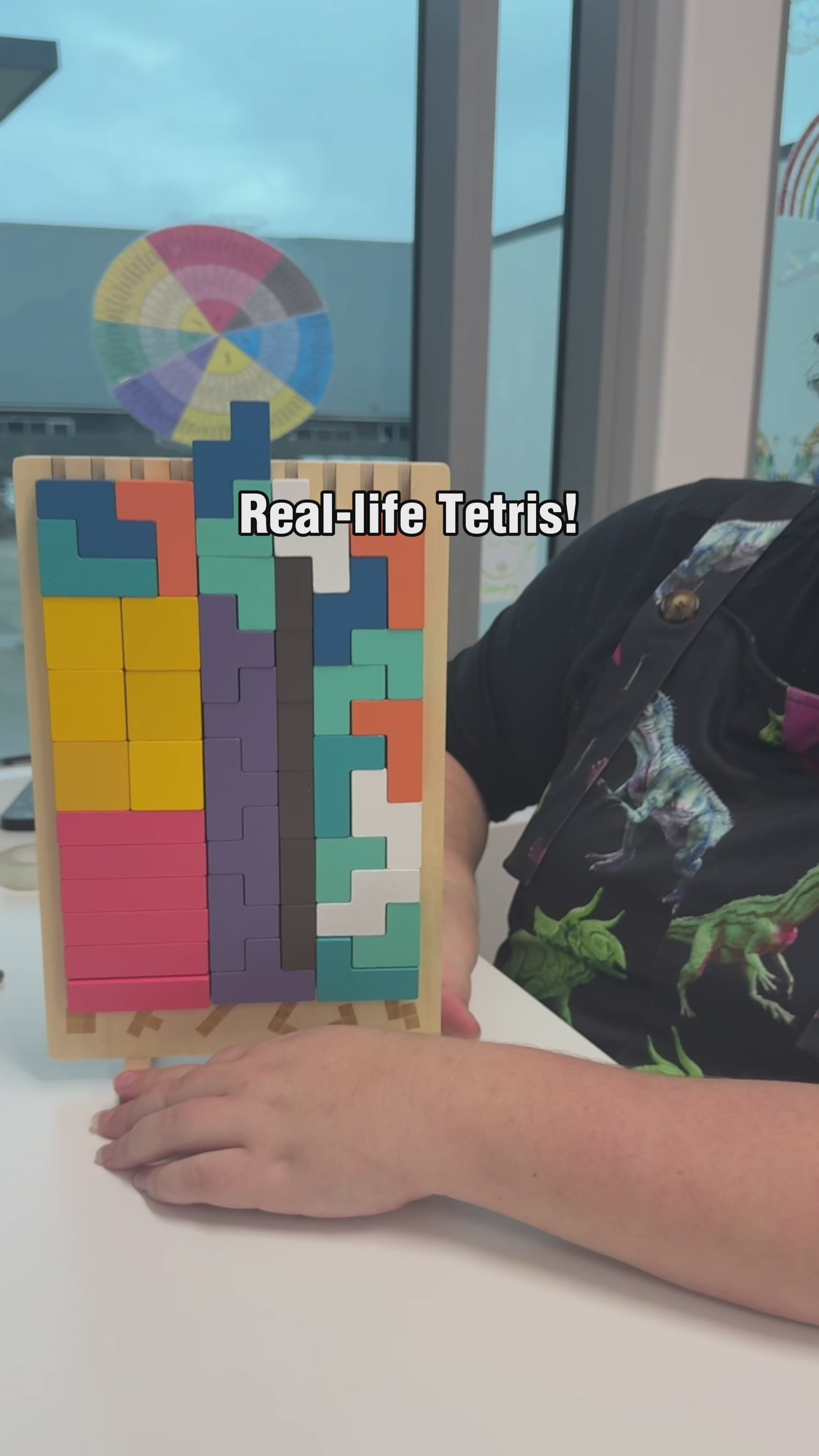 Wooden Tetris Block Puzzle Game with Challenge Cards
